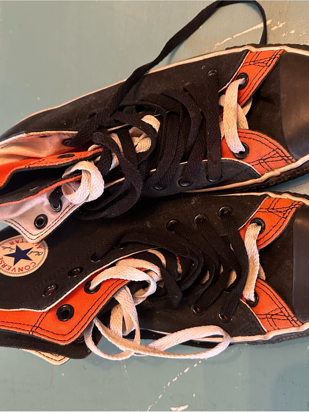 Converse Mens Black & Orange HighTop Sneakers